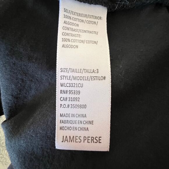 James Perse Black Button Front Shirt Stretch Pocket Long Sleeve Size L - Picture 9 of 11